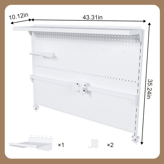 Clamp On Desk Pegboard With Single Monitor Stand