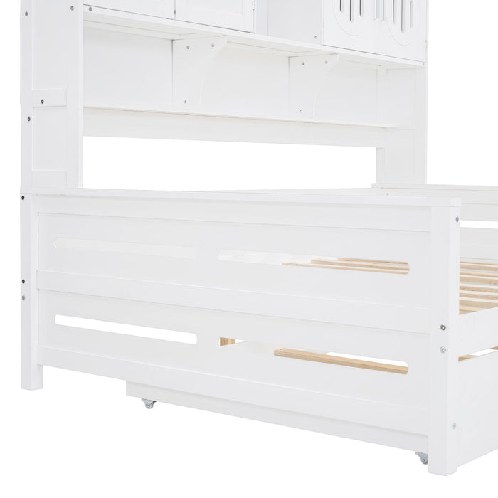 Daybed With All-In-One Cabinet And Shelf