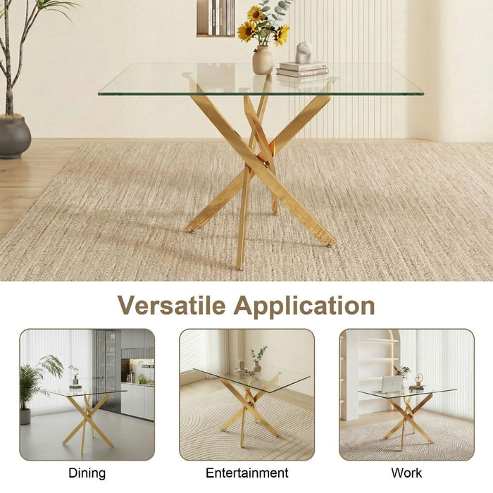 Rectangular Dining Table For Home Kitchen - Gold