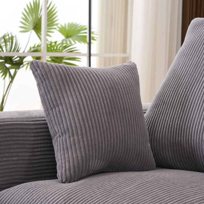 Modular Sectional Sofa With Ottoman, USB And Type C Charger, Petal Armrest Design