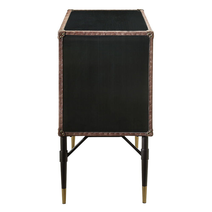 Brancaster - Console Cabinet - Top Grain Leather & Aluminum