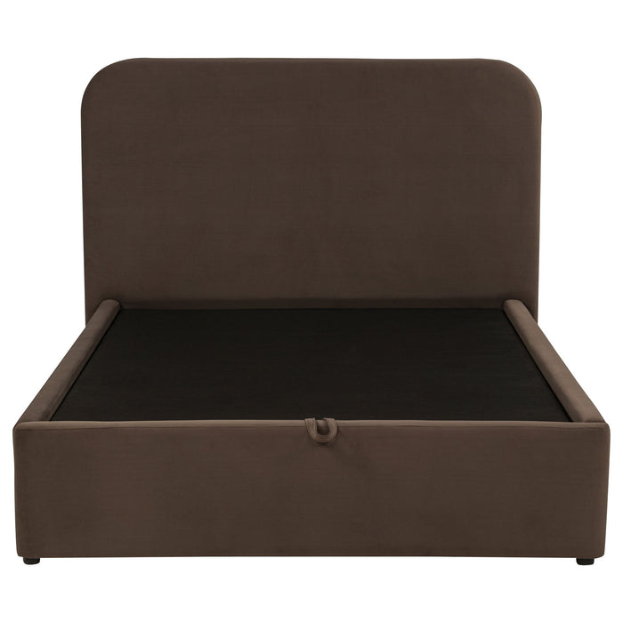 Anders Upholstered Full Storage Lift Platform Bed Chocolate