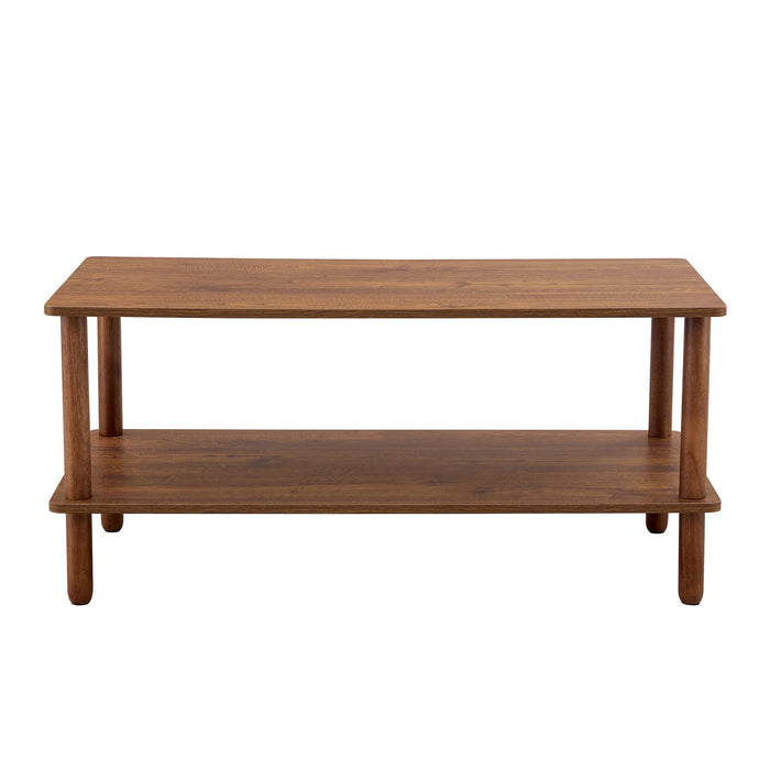 Modern 2 Tier Coffee Table With Open Storage Shelf For Living Room
