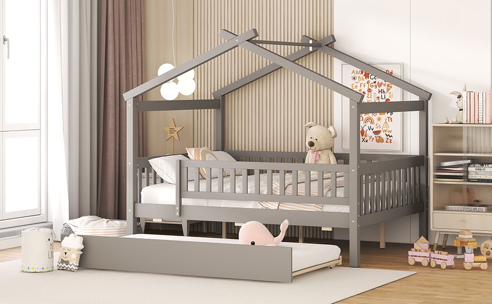 Creativity House Bed With Twin Size Trundle