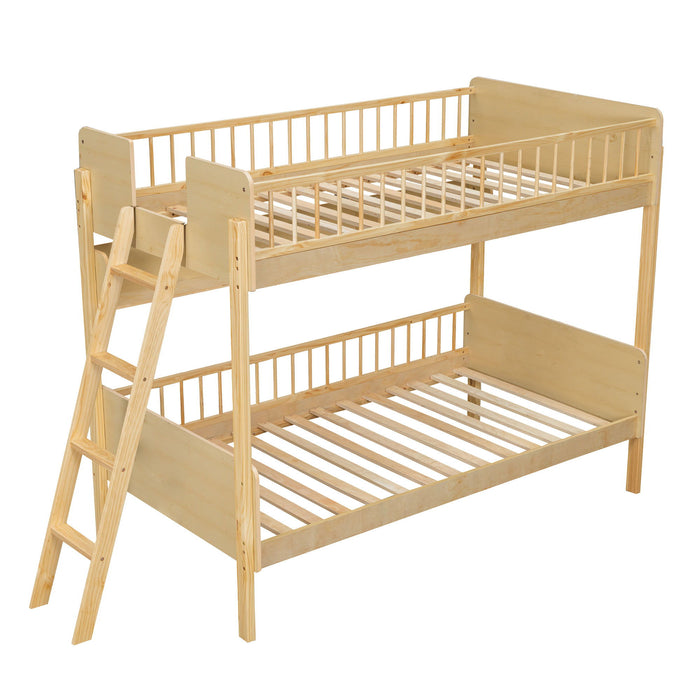 Bunk Bed With 3 Storage Shelves, Adjustable Ladder Left Or Right