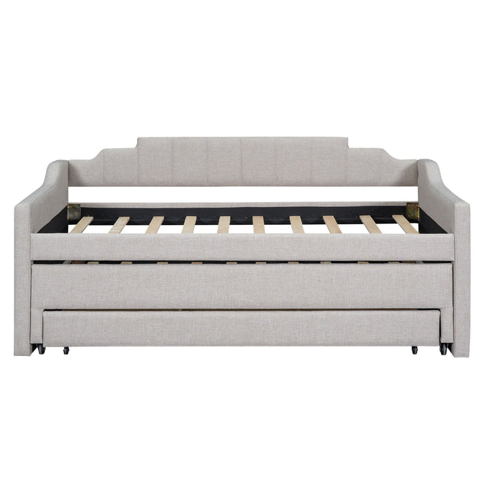 Upholstered Simple Design Daybed With Trundle And 3 Drawers