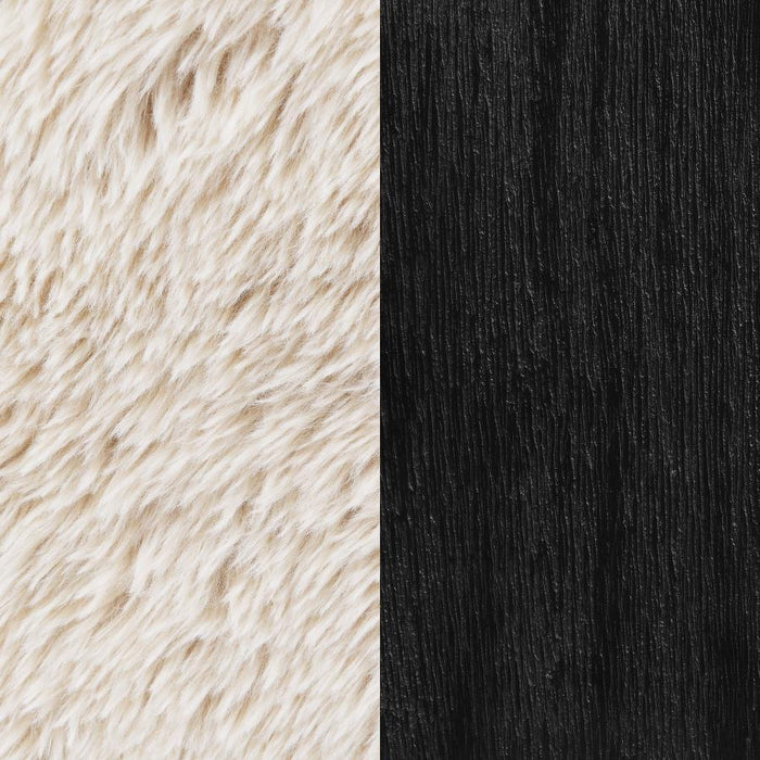 Fitzroy - Faux Fur Upholstered Chair Solid Wood Arms - Latte