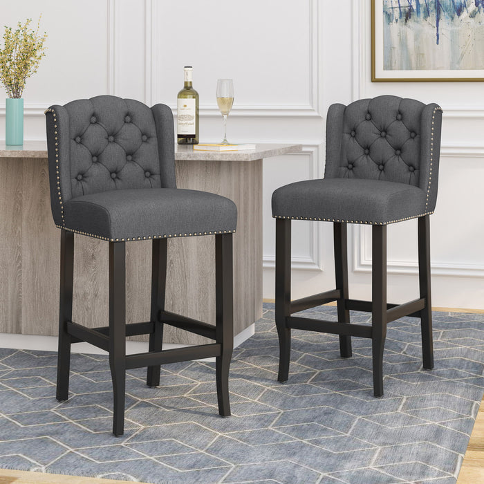 Vienna - Contemporary Fabric Tufted Wingback Counter Stools (Set of 2)