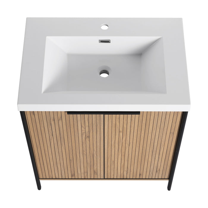 Modern Freestanding Bathroom Vanity With Resin Sink & Soft Close Cabinet Doors