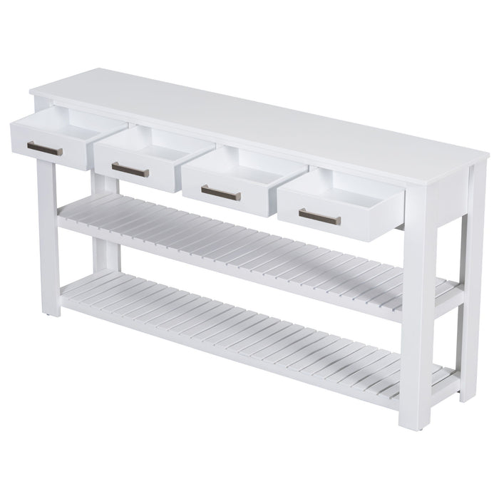 U_Style Stylish Entryway Console Table With 4 Drawers And 2 Shelves, Suitable For Entryways - White