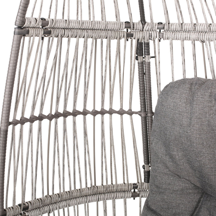 Patio Swivel Basket Egg Chair With Cushion