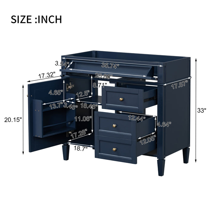 Bathroom Vanity Without Top Sink, Modern Bathroom Storage Cabinet With 2 Drawers And A Tip-Out Drawer