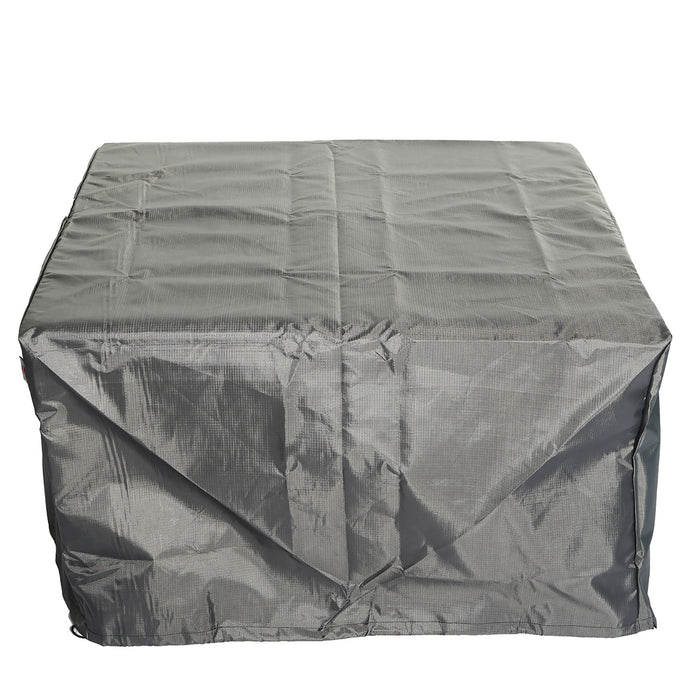 Elegant Cast Aluminum Square Fire Table With Fire Glass And Cover - Antique Bronze