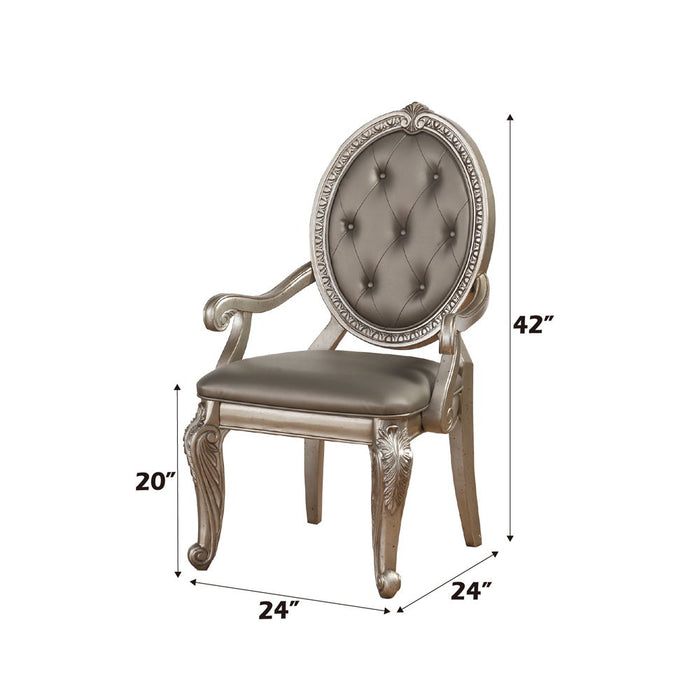 Northville - Arm Chair Set of 2) - Synthetic Leather & Antique Silver