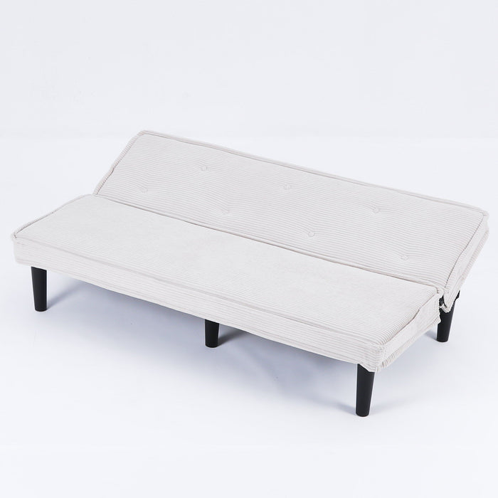 Versatile Corduroy Sofa Bed With Solid Wood Frame