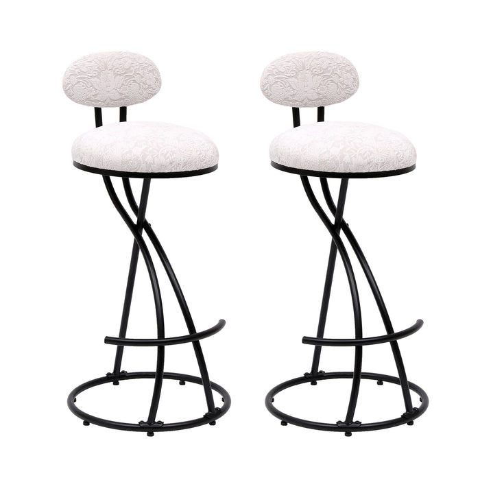 Round Print Bar Stools Upholstered Chairs For Kitchen (Set of 2)