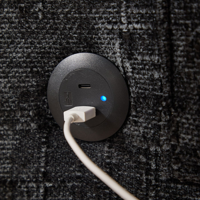 Chenille 2 Seater Sofa With LED Light, USB Charging Port, And Storage Bag