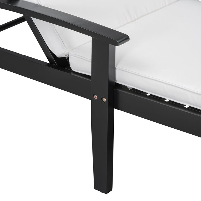 Jason - Black Chaise Lounge Adjustable Acacia Wood Outdoor Furniture