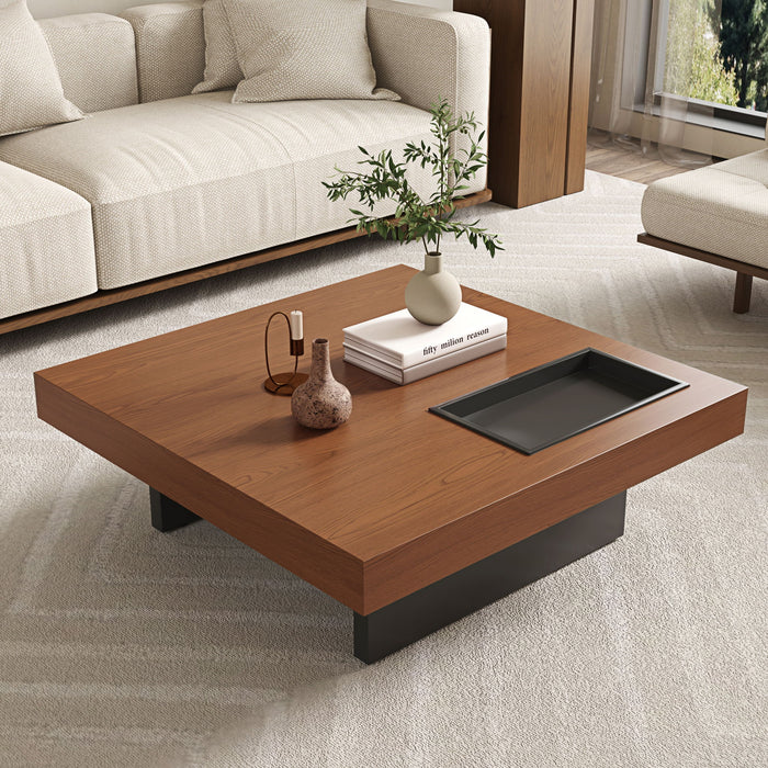 Square Floating Coffee Table For Living Room - Dark Walnut