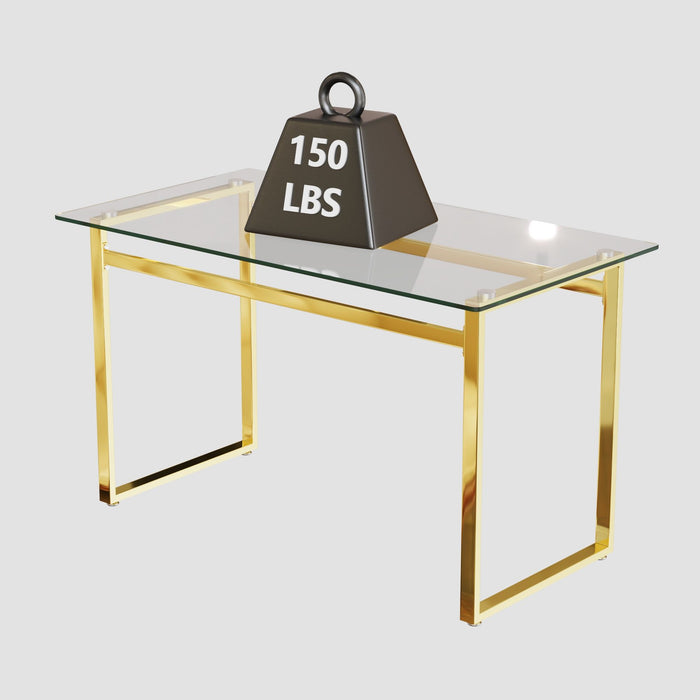 Modern Minimalist Rectangular Dining Table With Tempered Glass Top