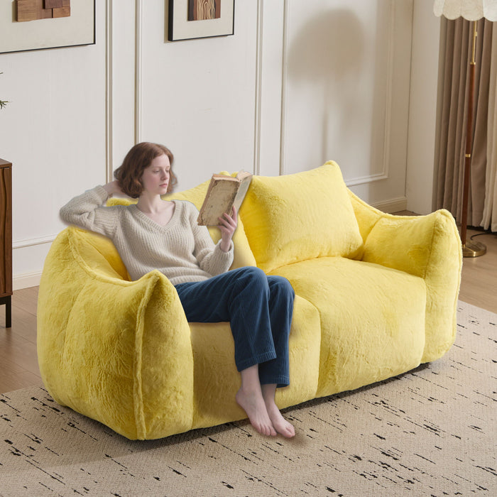 Giant Bean Bag Couch, Ultra Soft Fluffy Loveseat For Living Room