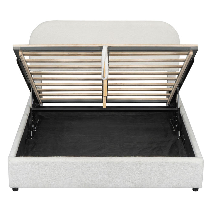 Upholstered Platform Bed With Hydraulic Storage System