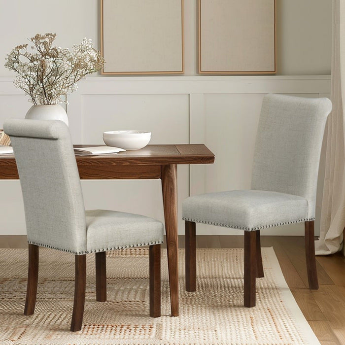 Dining Chair With Nailhead Trim (Set of 2) - Beige