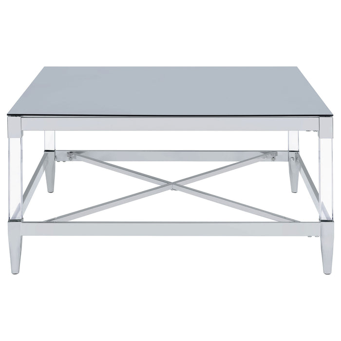Lindley Square Tempered Mirror Acrylic Coffee Table Chrome