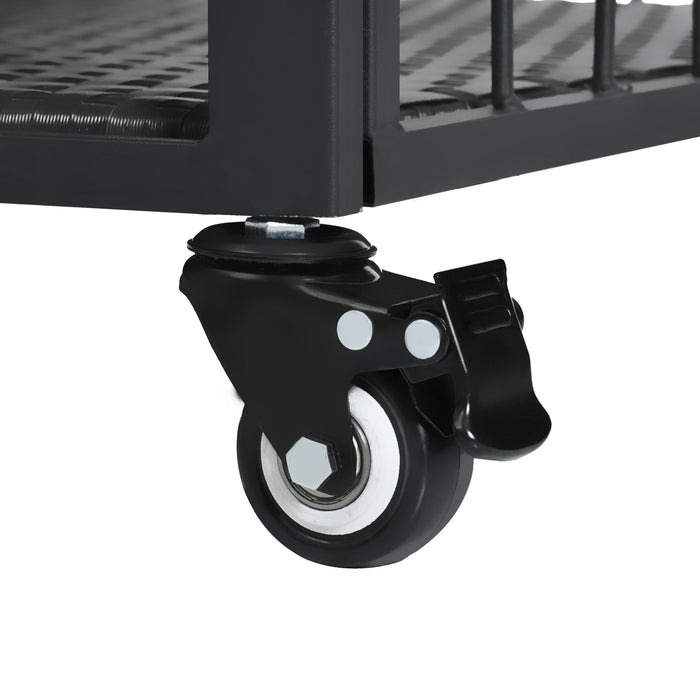 Outdoor Kitchen Island With Storage, Cooking Station, Grill Cart, Foldable Tabletop, And Bottle Opener - Dark Brown