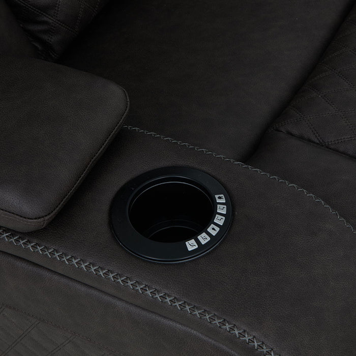 Wendell - Power Motion Loveseat With Console, Wireless Charger, Storage, USB & LED - Dark Gray