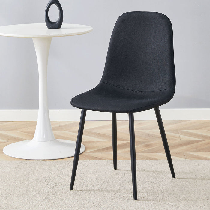 Modern Medieval Style Cushioned Side Chairs Set With Black Metal Legs For Kitchens