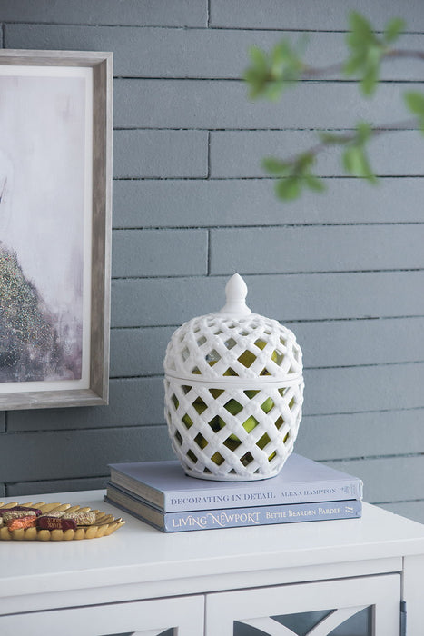 Ballas - Bird Lidded Jar - White