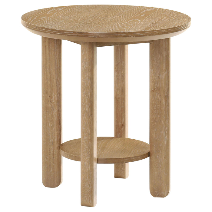 Ottowa 3-piece Round Wood Coffee Table Set Light Oak