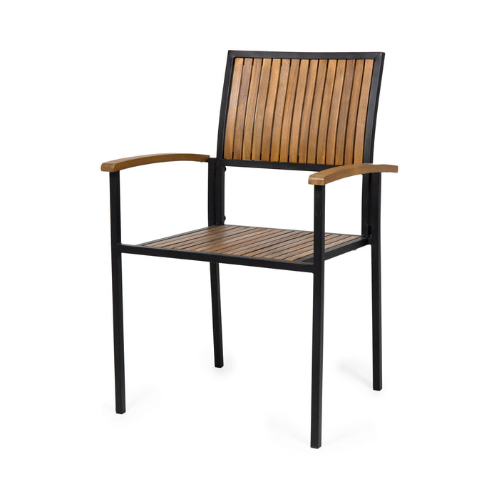 Vermilion - Outdoor Dining Chair With Vertical Slat And Wooden Arm