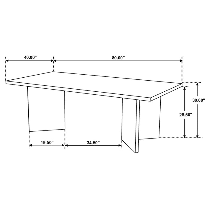 Roman - Rectangular Double V Leg Dining Table - Brown