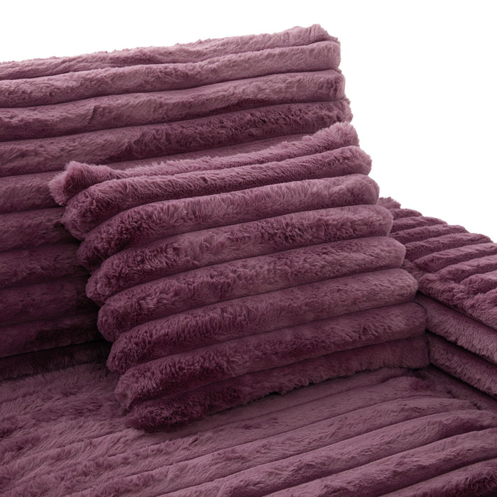 Plush Oversized Double Chaise Lounge Sofa Bed With USB Ports And Cup Holders