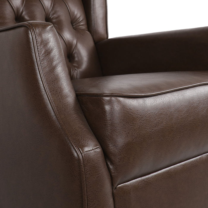Amedou - Contemporary Tufted Wingback Rocking Chair - Dark Brown