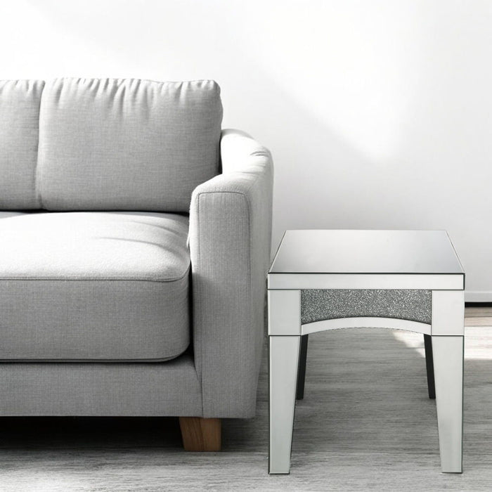 Noralie - 20" X 20" End Table - Mirrored & Faux Diamonds