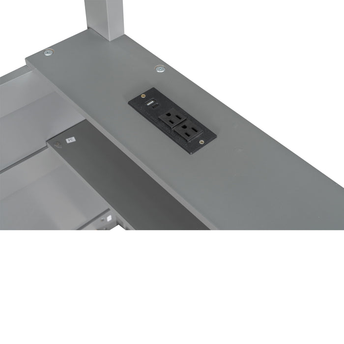 Bunk Bed With Built In Shelves, Storage Box, LED Light And USB Charging Station