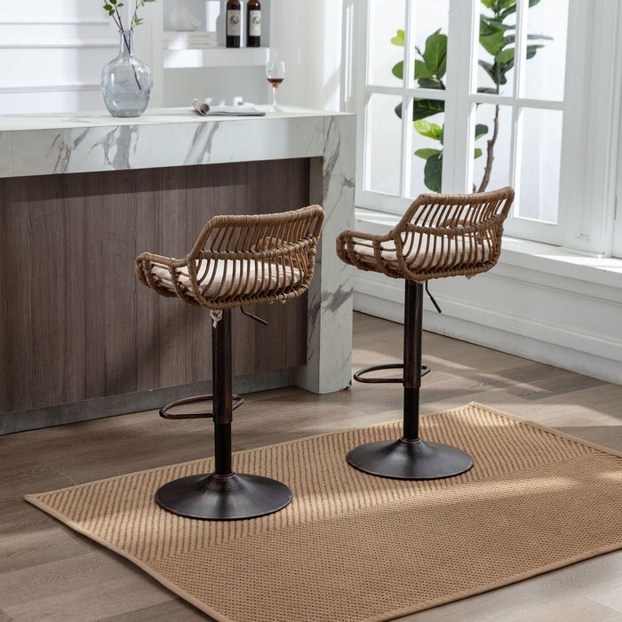 Modern Swivel Bar Stools Adjustable Counter Chairs With Footrest (Set of 2)