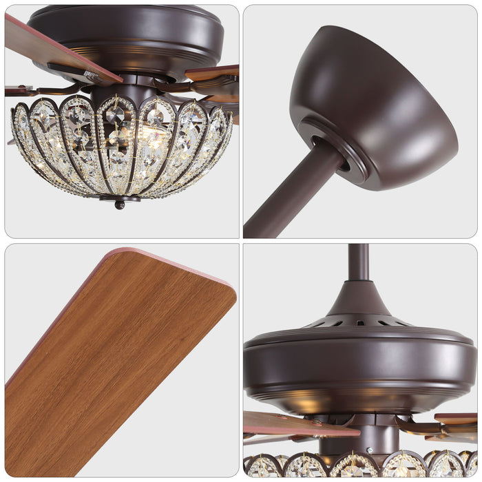 52" Ceiling Fan, 5 Blades, Reversible DC Motor - Coffee