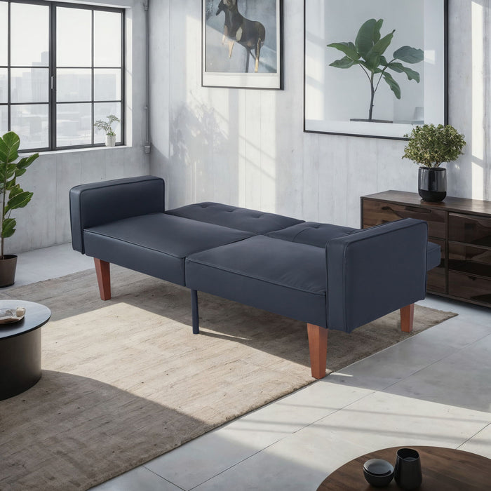 Convertible Futon Sofa Bed With Adjustable Split Back, Twin Size Sleeper Couch - Black