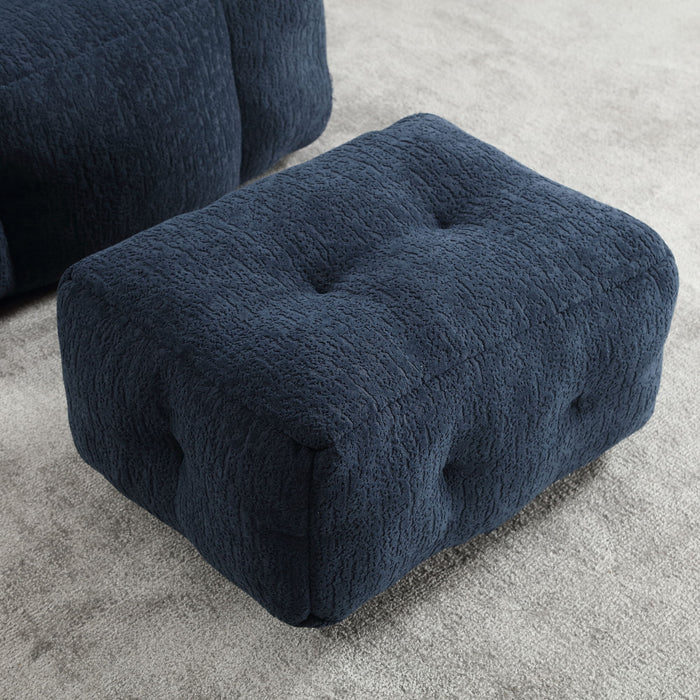 Modern Indoor Fluffy Bean Bag Chair With Memory Foam And Ottoman, Super Soft