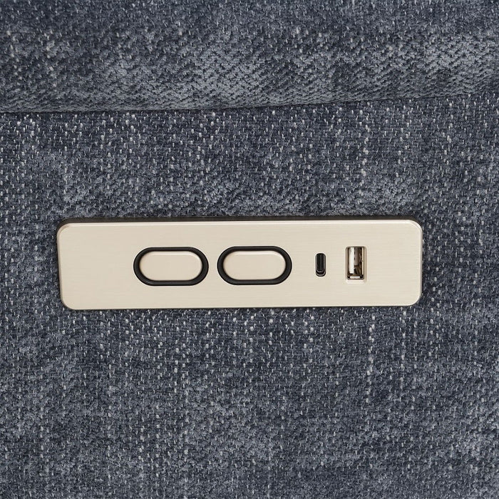 Omarion - Power Recliner With Lift, Heating & Massage - Blue Chenille