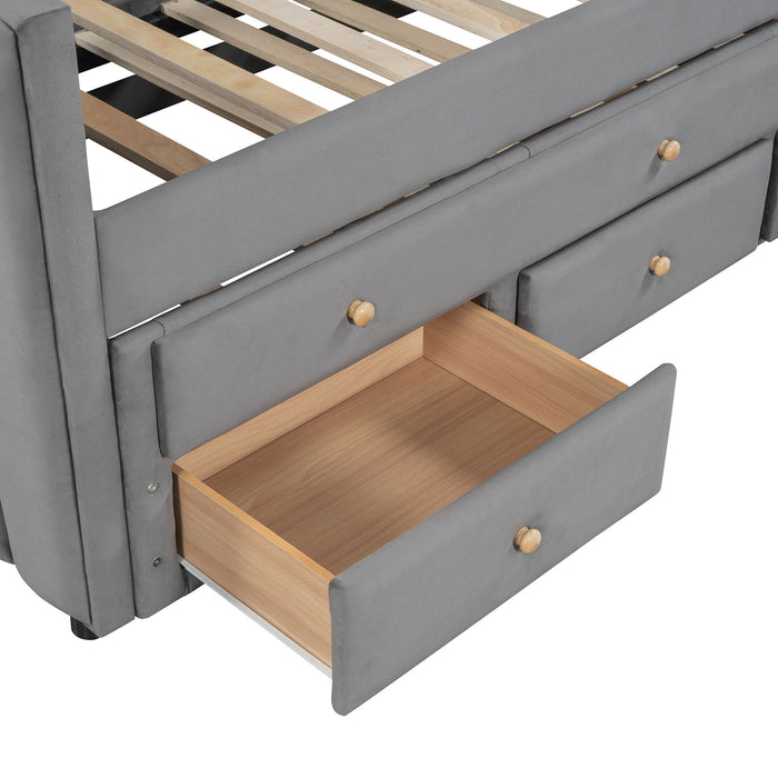 Upholstered Daybed With Trundle And Drawers