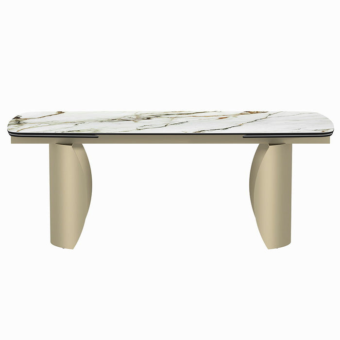 Cora - Dining Table - Ceramic Top & Golden Champange