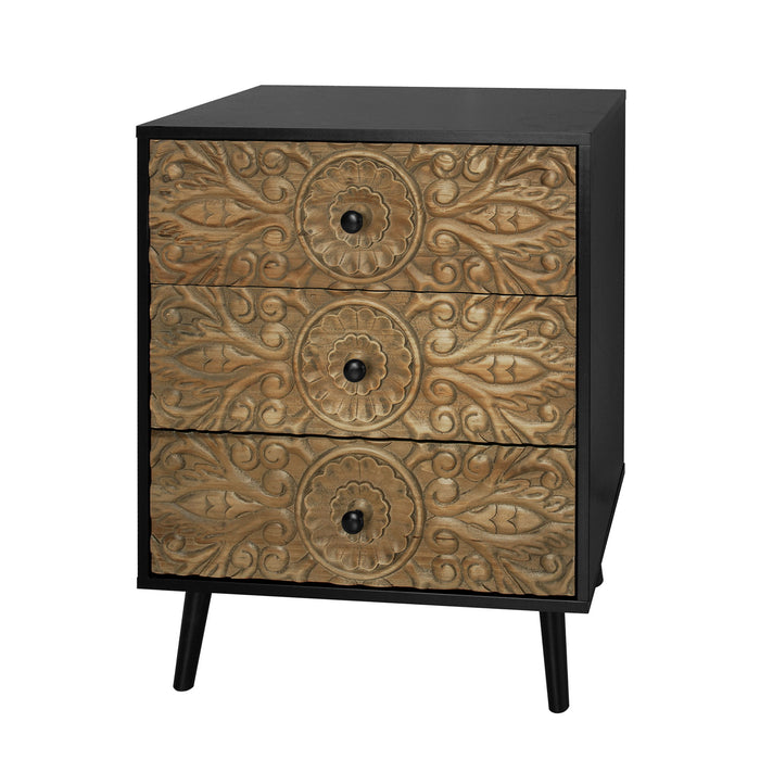 3 Drawer Cabinet, Suitable For Bedroom - Black