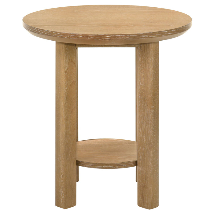Ottowa 2-piece Round Wood Coffee Table Set Light Oak