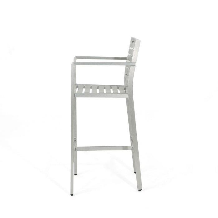 Outdoor Aluminum Rust Proof Barstools (Set of 2) - Silver