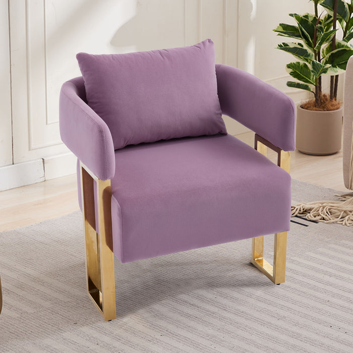 Modern Decorative Chair Teddy Fleece Upholstered And Metal Foot